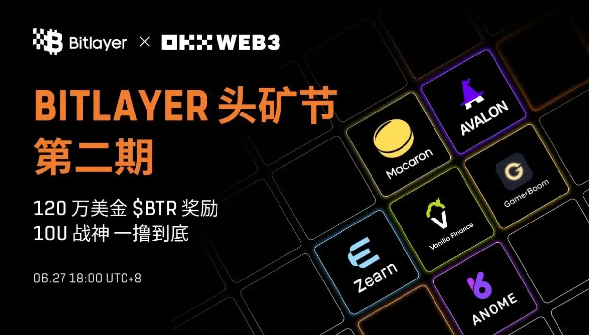 Bitlayer 头矿节二期活动正式登陆 OKX Wallet Cryptopedia，空投价值百万美元 BTR 奖励