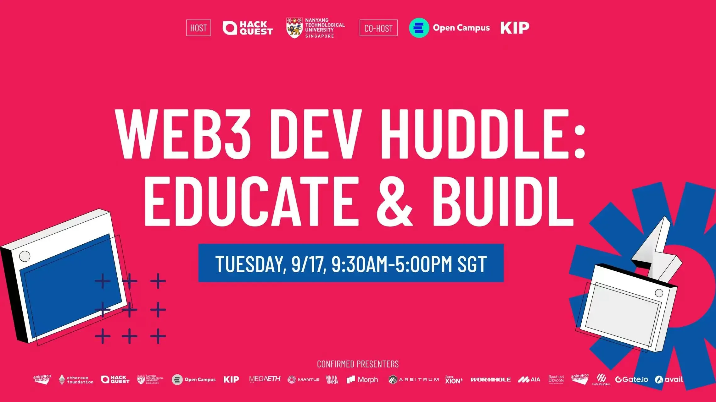 The developer education platform HackQuest announced the Web3 Dev Huddle in collaboration with Nanyang Technological University, Open Campus, and KIP during Token2049