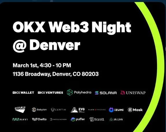 OKX will host the ETHDenver Web3 Night event, focusing on partnerships and innovation