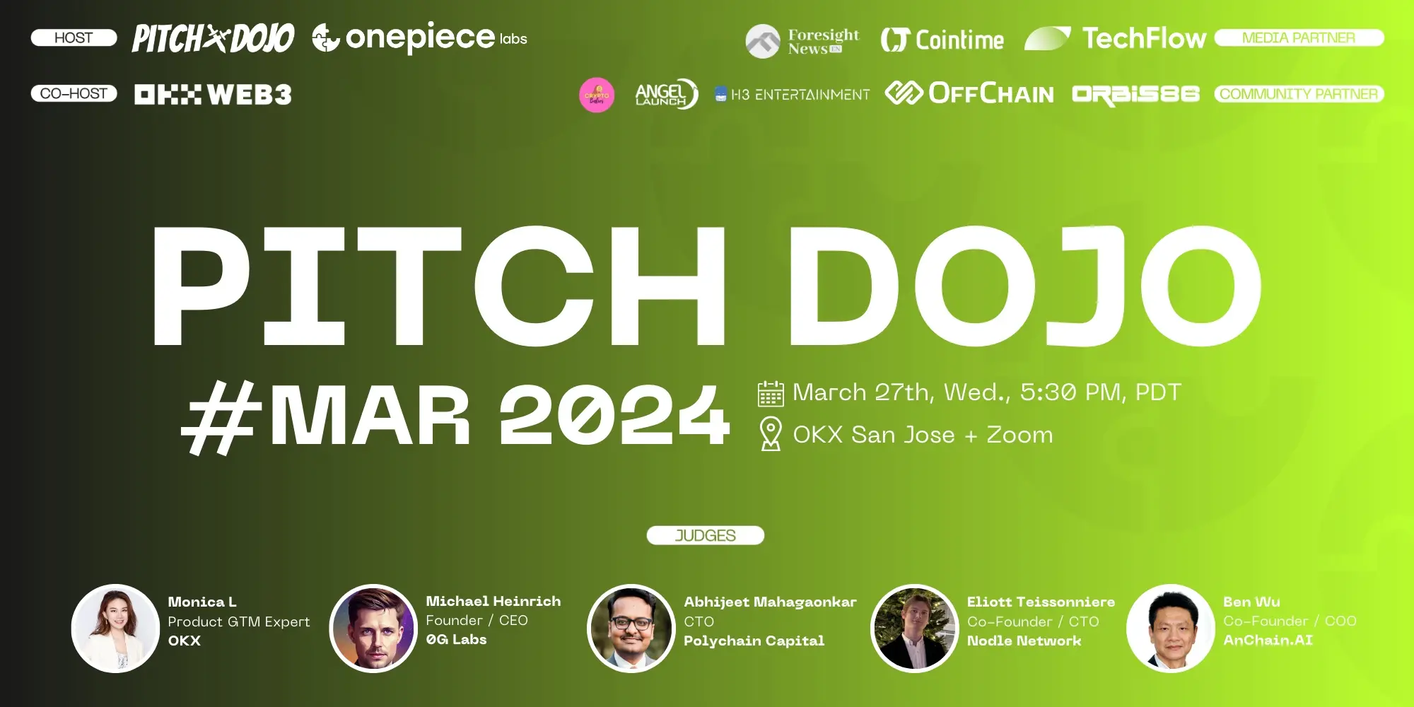 OnePiece Labs PITCH DOJO 2024MAR 回顾：WEB3创新亮相