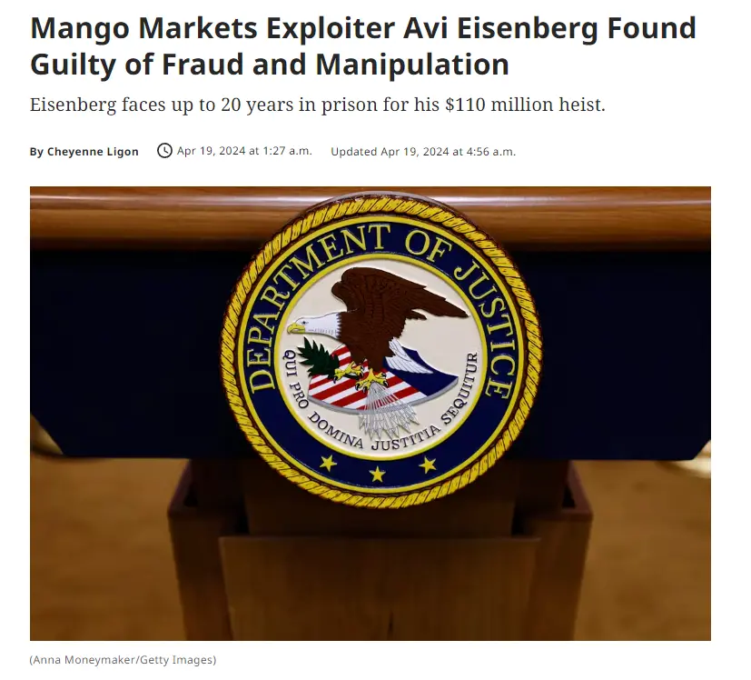 The trial for the theft of 110 million assets from Mango Markets is underway, and the hacker may face a 20-year sentence