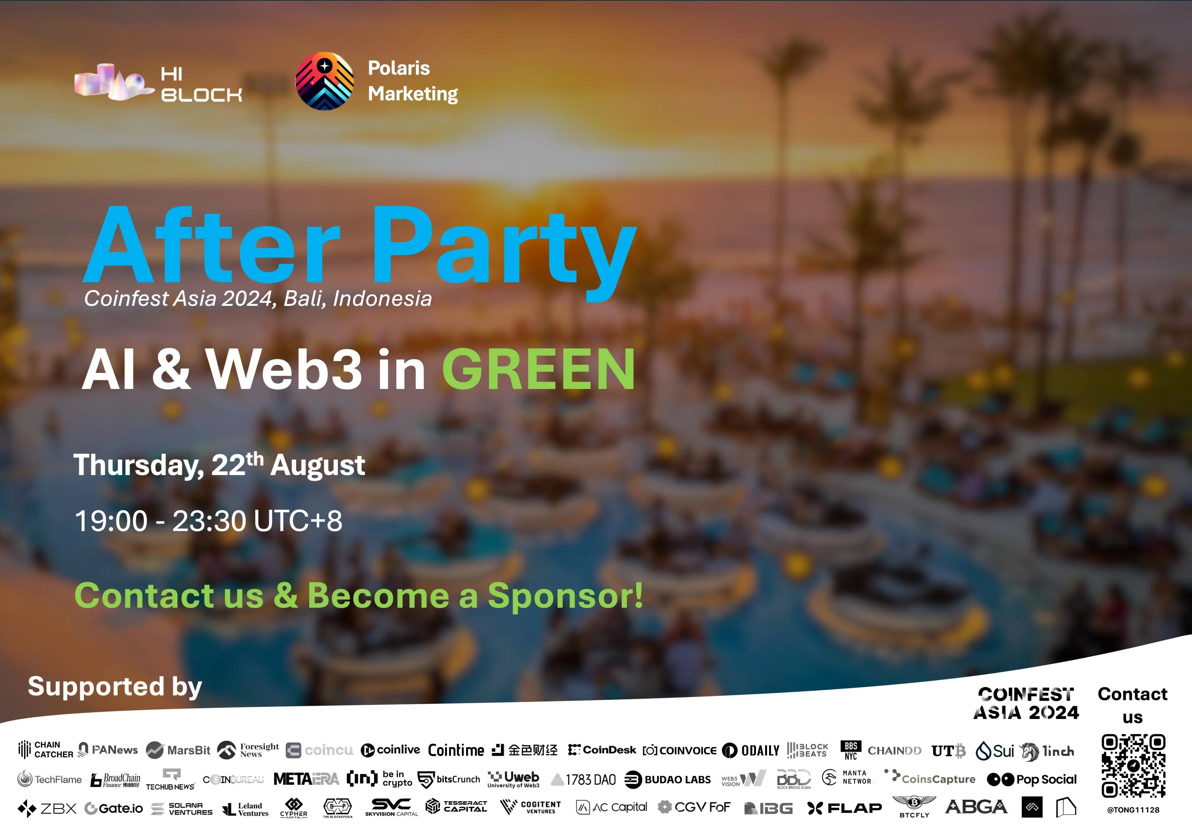 “AI & Web3 In Green↑” Side Event——Bali Coinfest Asia 2024 “Green Growth Promotes Sustainable Development” Cocktail Party