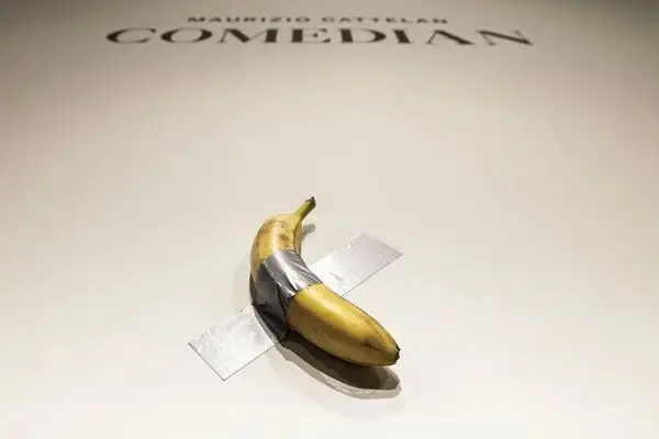 Banana sticks to the wall, art and fruit combination concept. Can the meme coin Ban take off?