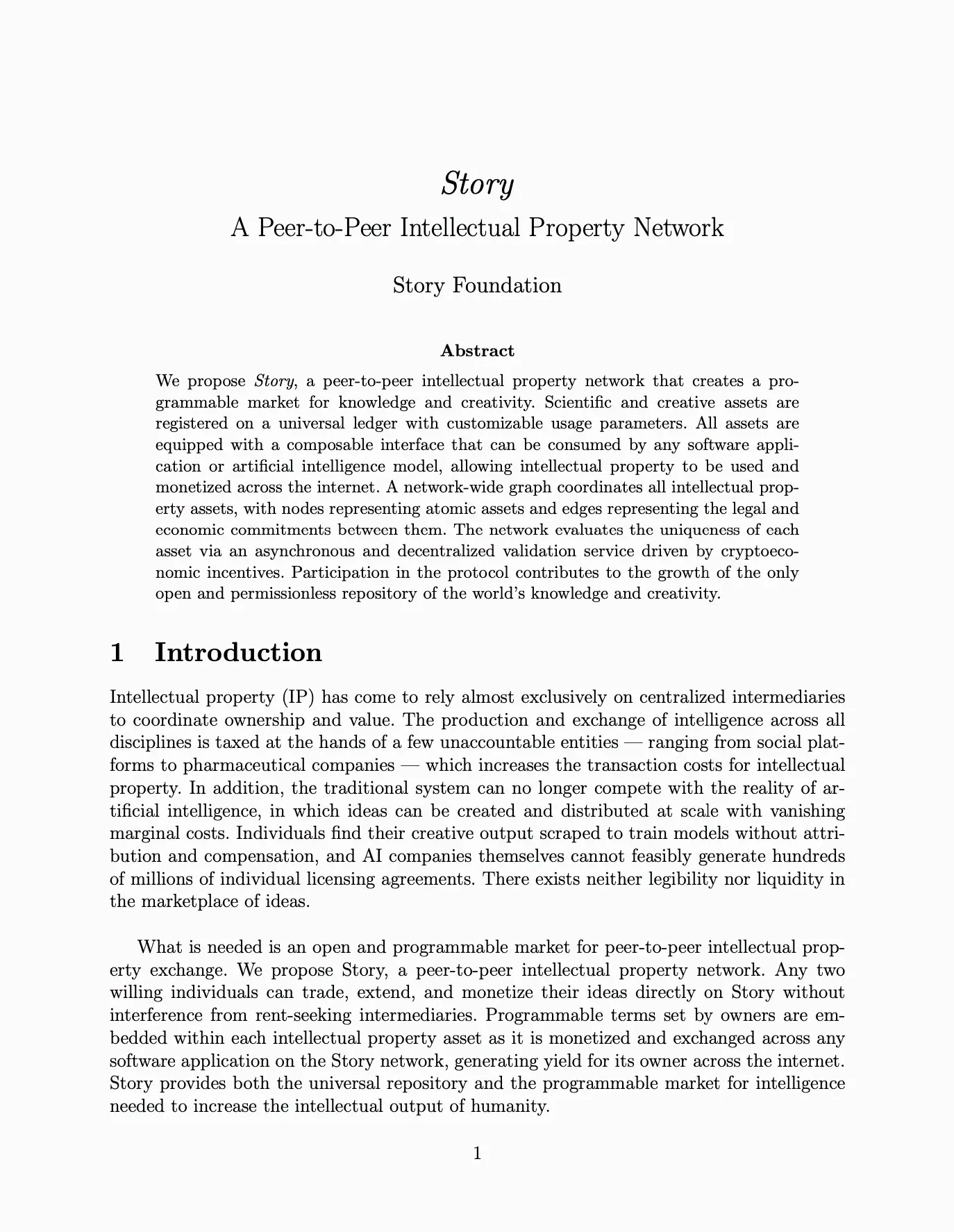 White Paper | Story: A Peer-to-Peer Intellectual Property Network